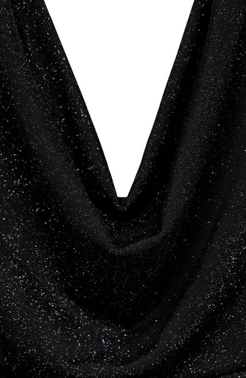 Shop Mango Metallic Halter Dress In Black