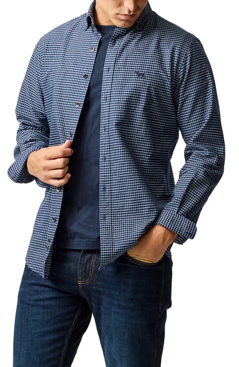 Sports Fit Check Cotton Button-Down Oxford Shirt