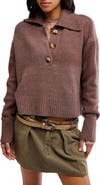 Free People Trading Up Cotton Blend Polo Sweater