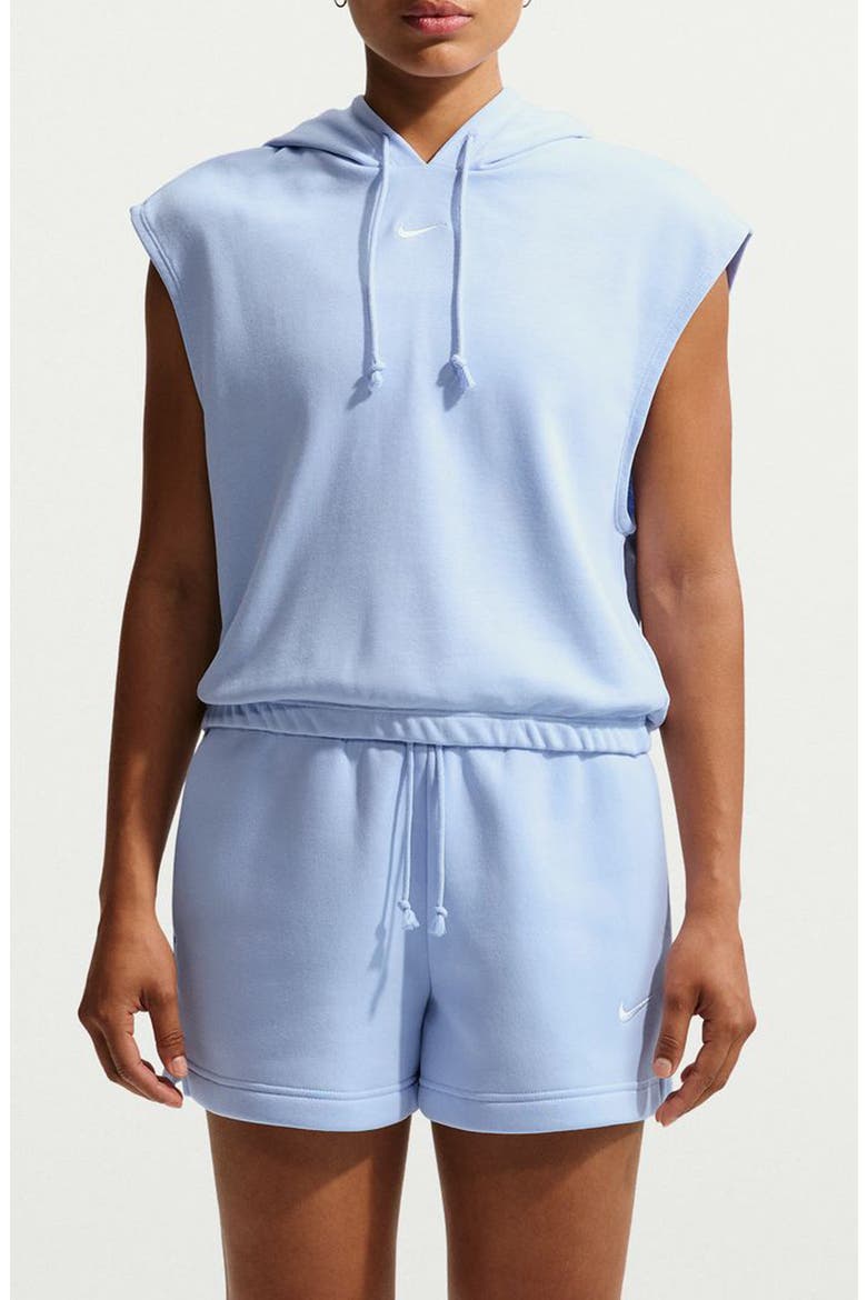 Phoenix Cap Sleeve Cotton Blend Hoodie, Main, color, HYDROGEN BLUE/ SAIL