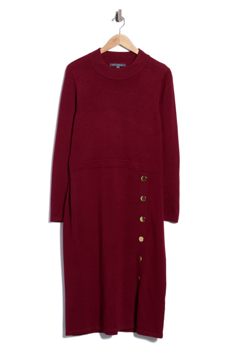 Long Sleeve Sweater Dress, Main, color, BLACK
