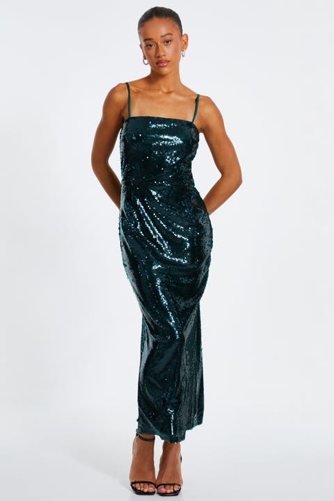 Sequin Covered Strappy Maxi Dress