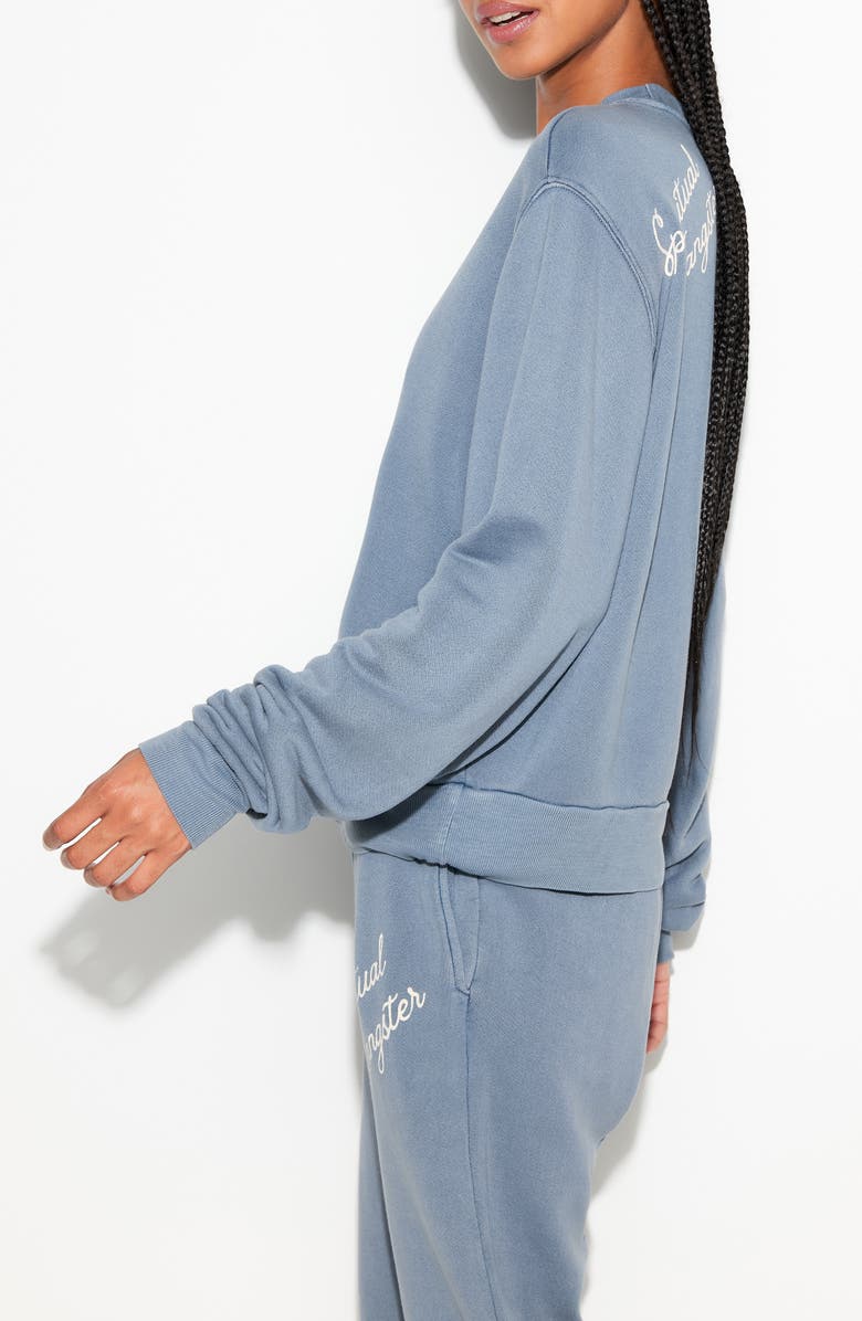 Spiritual Gangster Insignia Bardot Sweatshirt, Alternate, color, Blue Jean