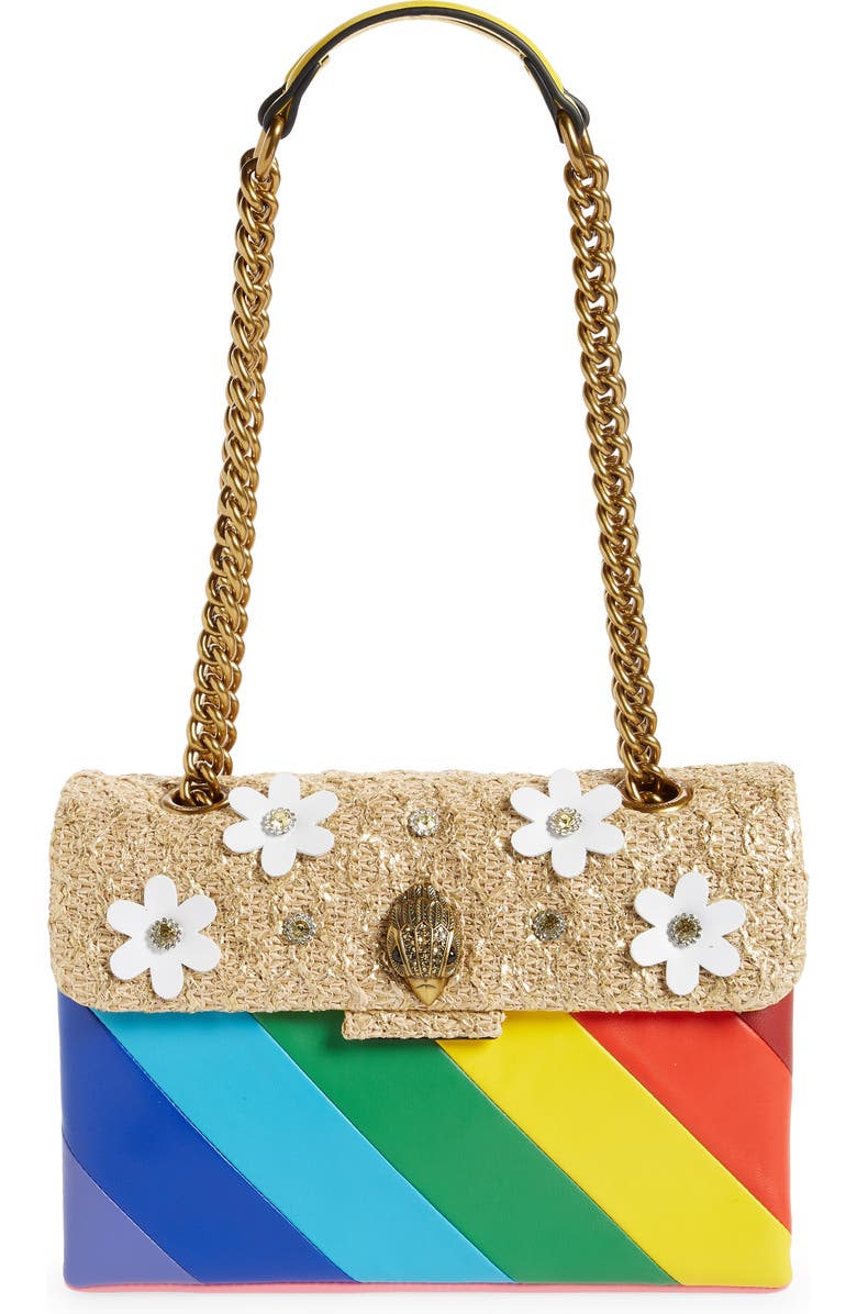 Kurt Geiger London Kensington Leather & Raffia Crossbody Bag, Main, color,