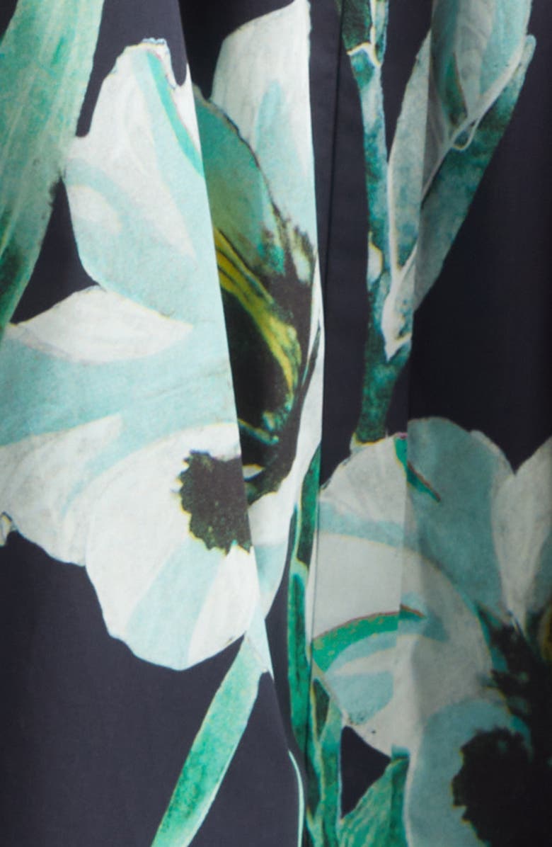 Erdem Floral Print Cotton Shirtdress, Alternate, color, Mirrored Orchid Navy