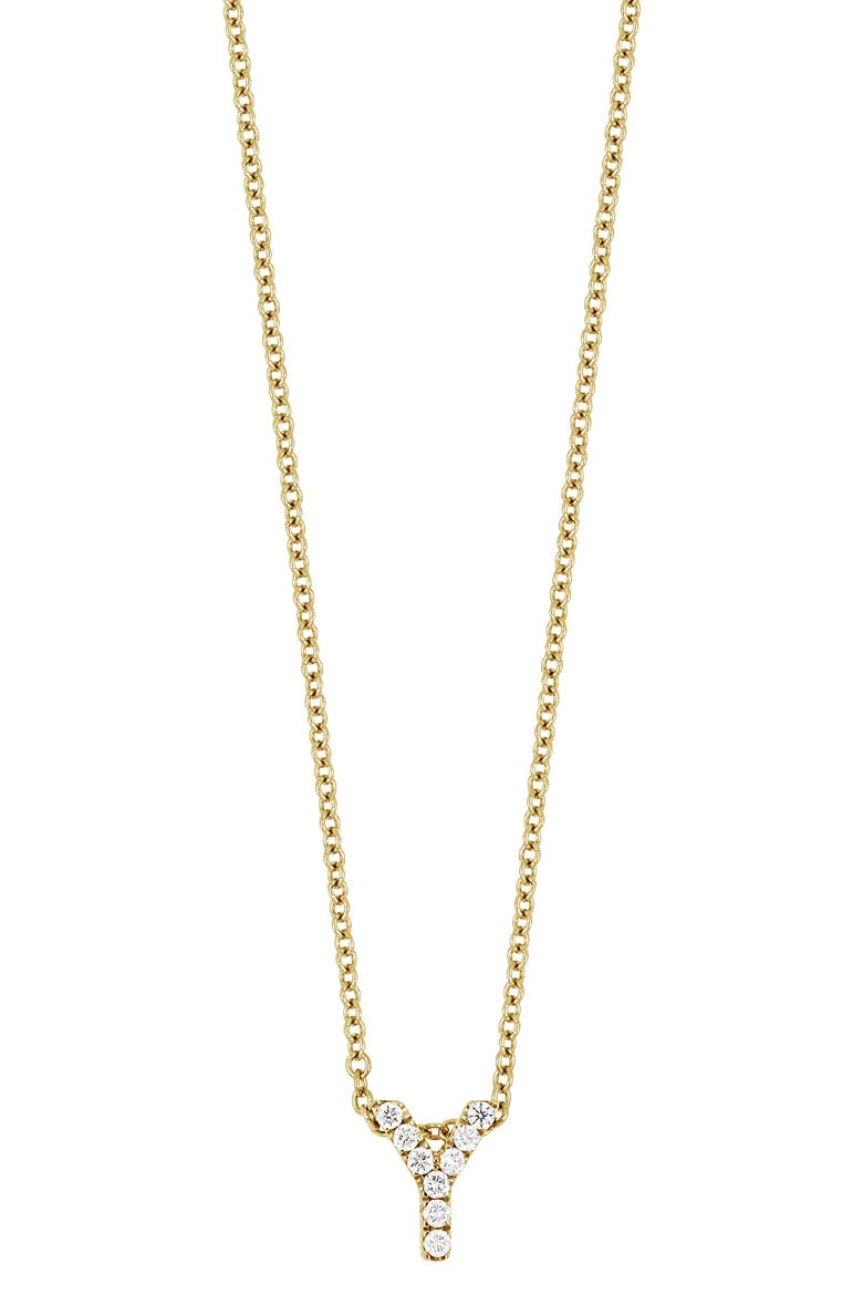 18k Gold Pavé Diamond Initial Pendant Necklace, Main, color, 18K YELLOW GOLD - Y