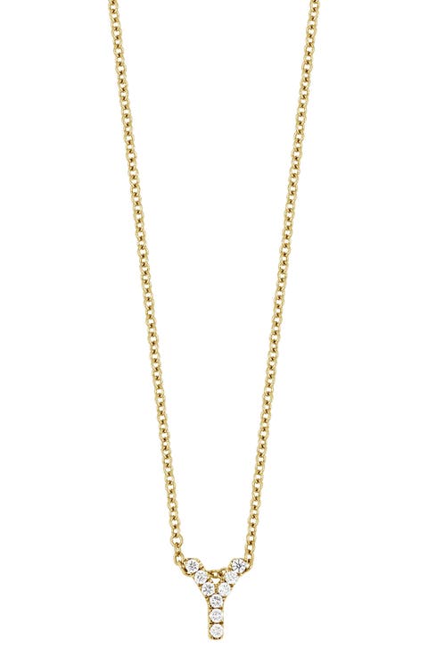 18k Gold Pavé Diamond Initial Pendant Necklace