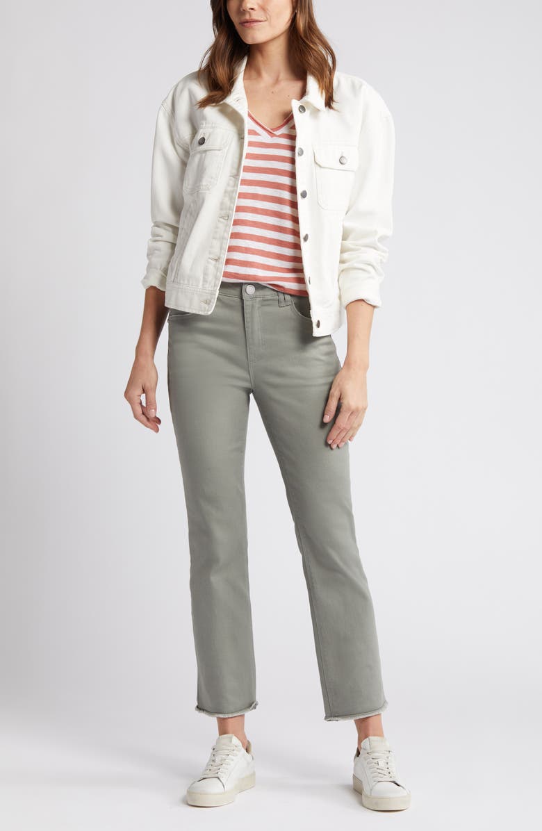 Wit & Wisdom Tatum 'Ab'Solution Frayed High Waist Ankle Flare Jeans, Main, color, Deep Seagrass