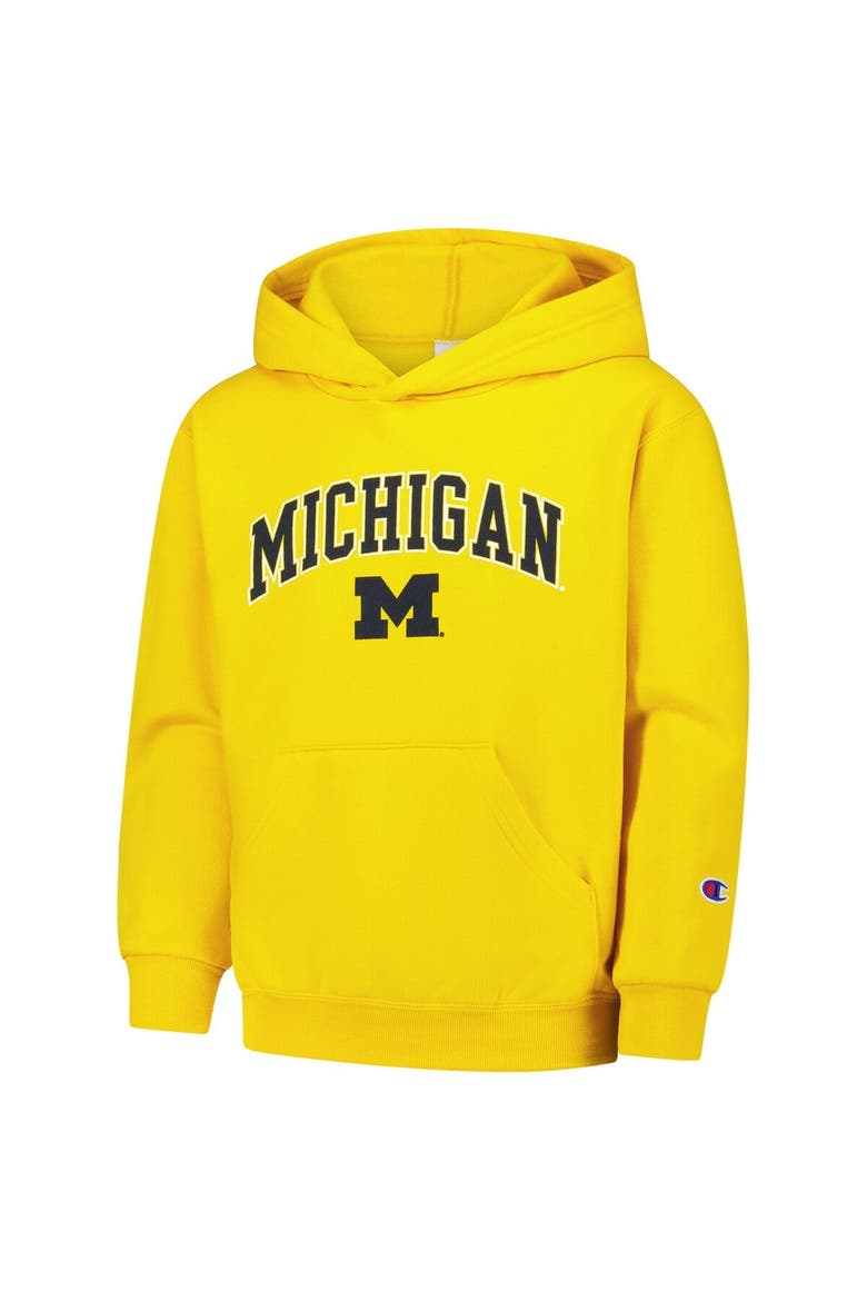 Youth Champion Maize Michigan Wolverines Campus Pullover Hoodie, Alternate, color, Maize