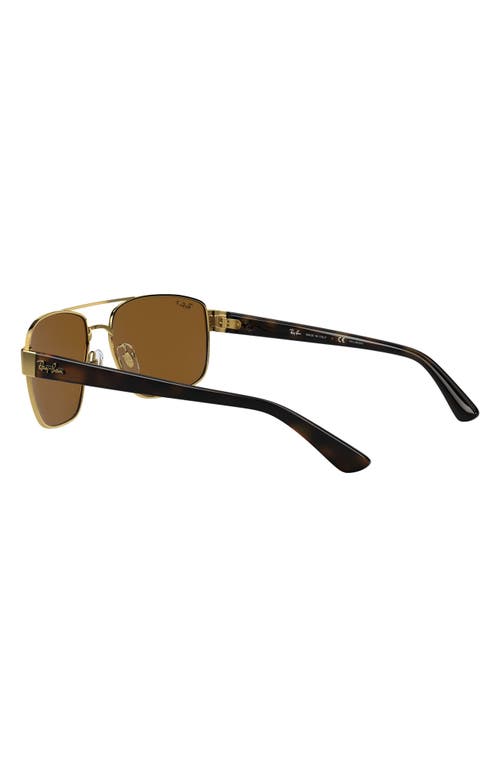 Ray Ban Ray-ban Polarized 55mm Aviator Sunglasses In Gold/brown