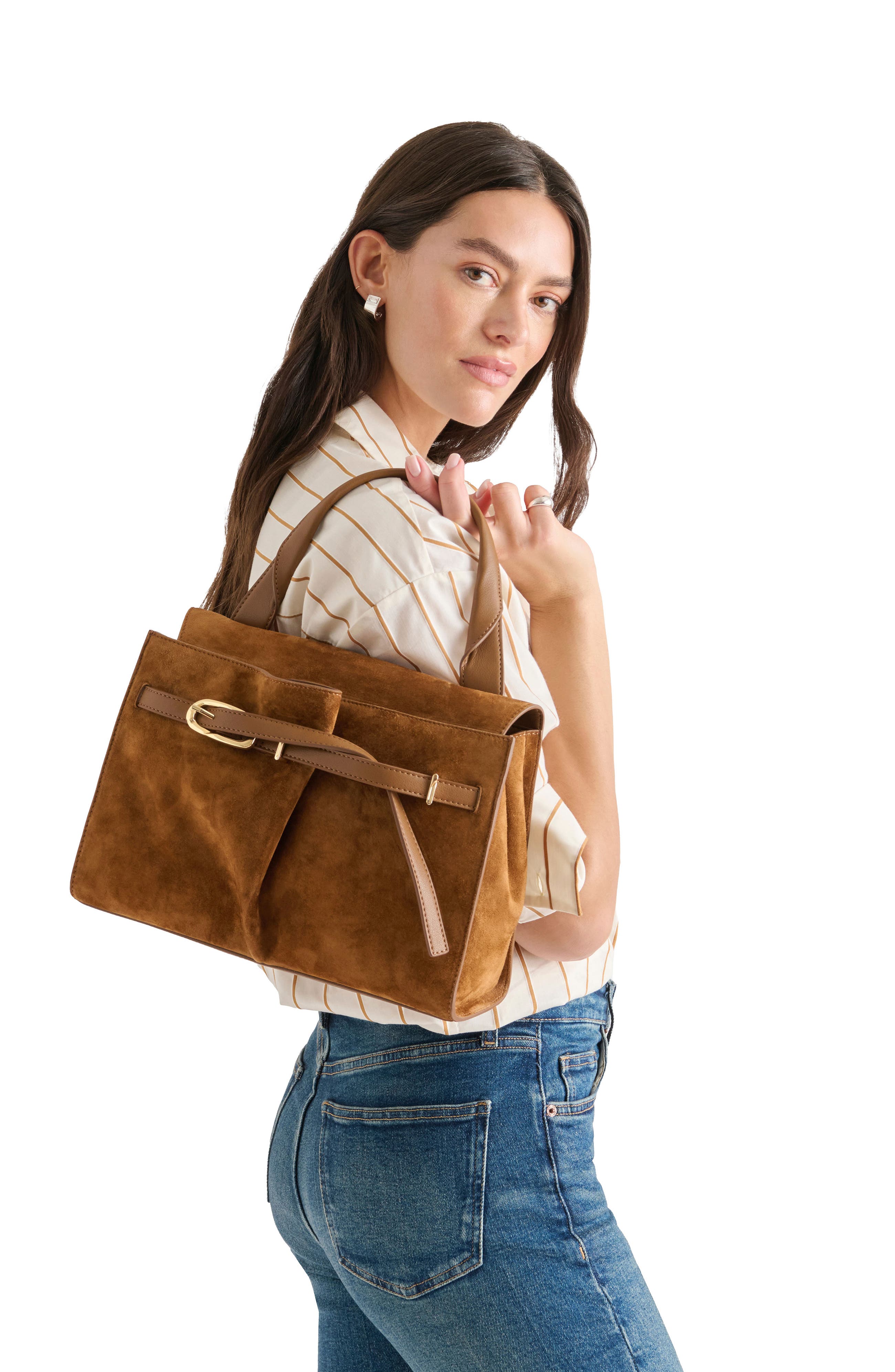 Borgo Faux Fur Satchel, Alternate, color, BROWN