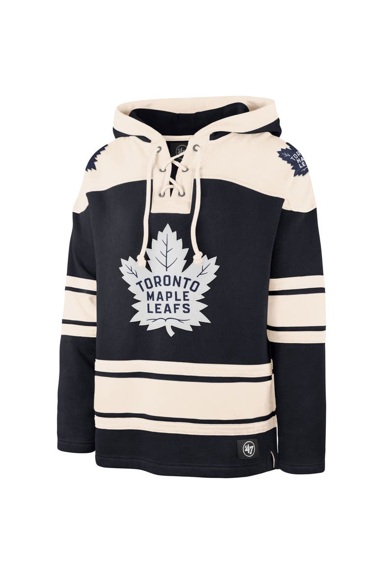Men's '47 Navy/Cream Toronto Maple Leafs Superior Lacer Pullover Hoodie, Alternate, color, Navy
