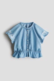 H&M Embroidery-detail Denim Blouse