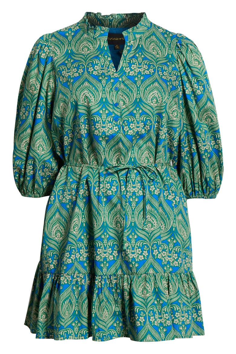 Nyra Jazlyn Paisley Split Neck Dress, Alternate, color, GREEN-BLUE-MULTI