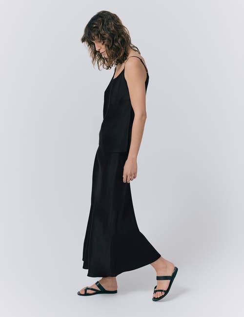 Ghost London Luna Satin Slip Midi Skirt In Black