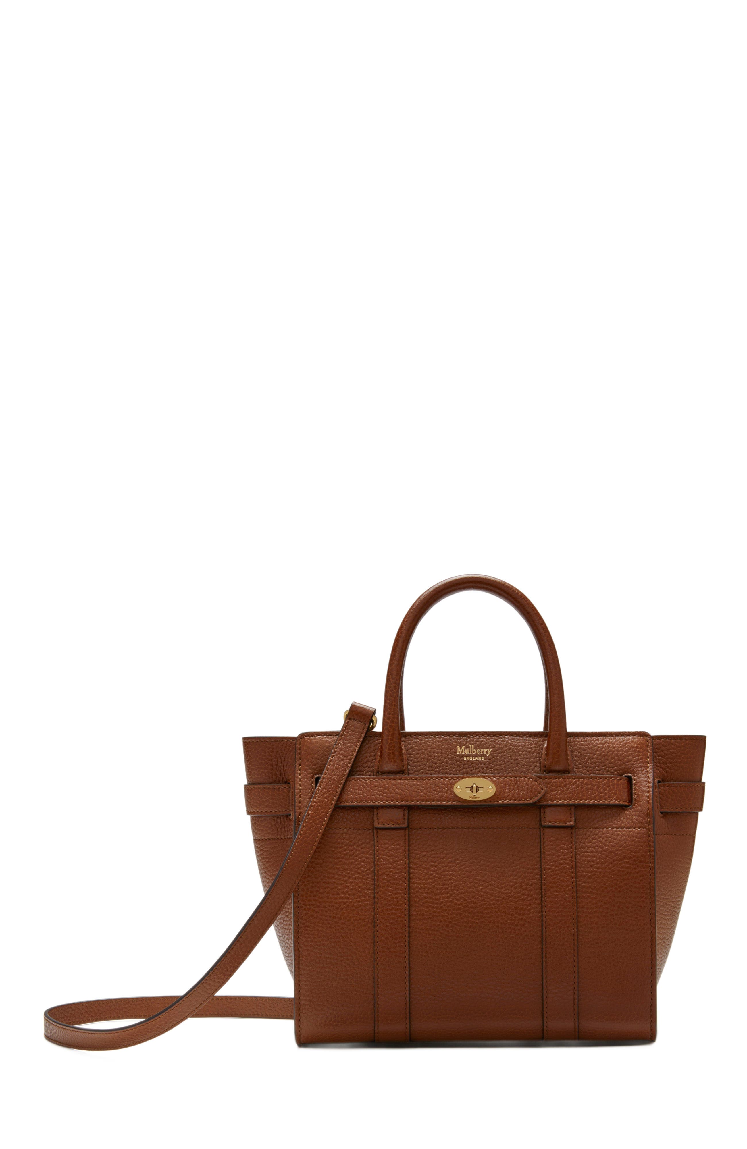 Mulberry Mini Zipped Bayswater Leather Satchel, Main, color, 