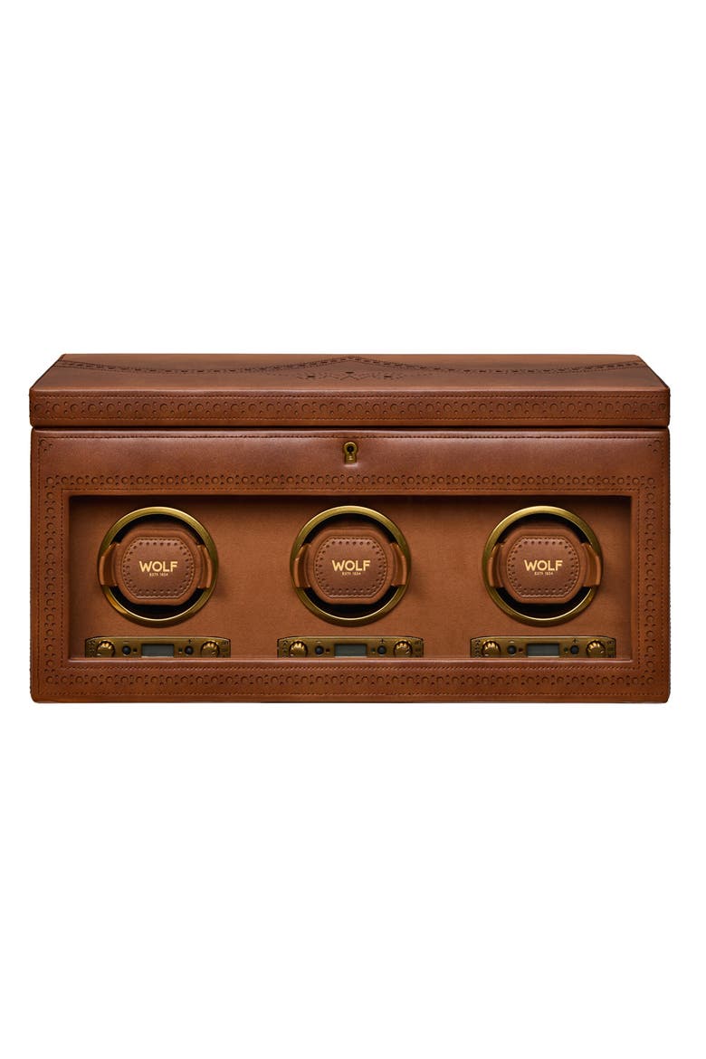 Brogue Triple Winder With Storage, Main, color, Burnished Brown