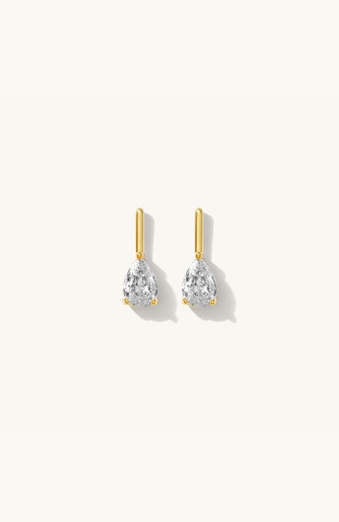Pear Diamond Bar Earrings