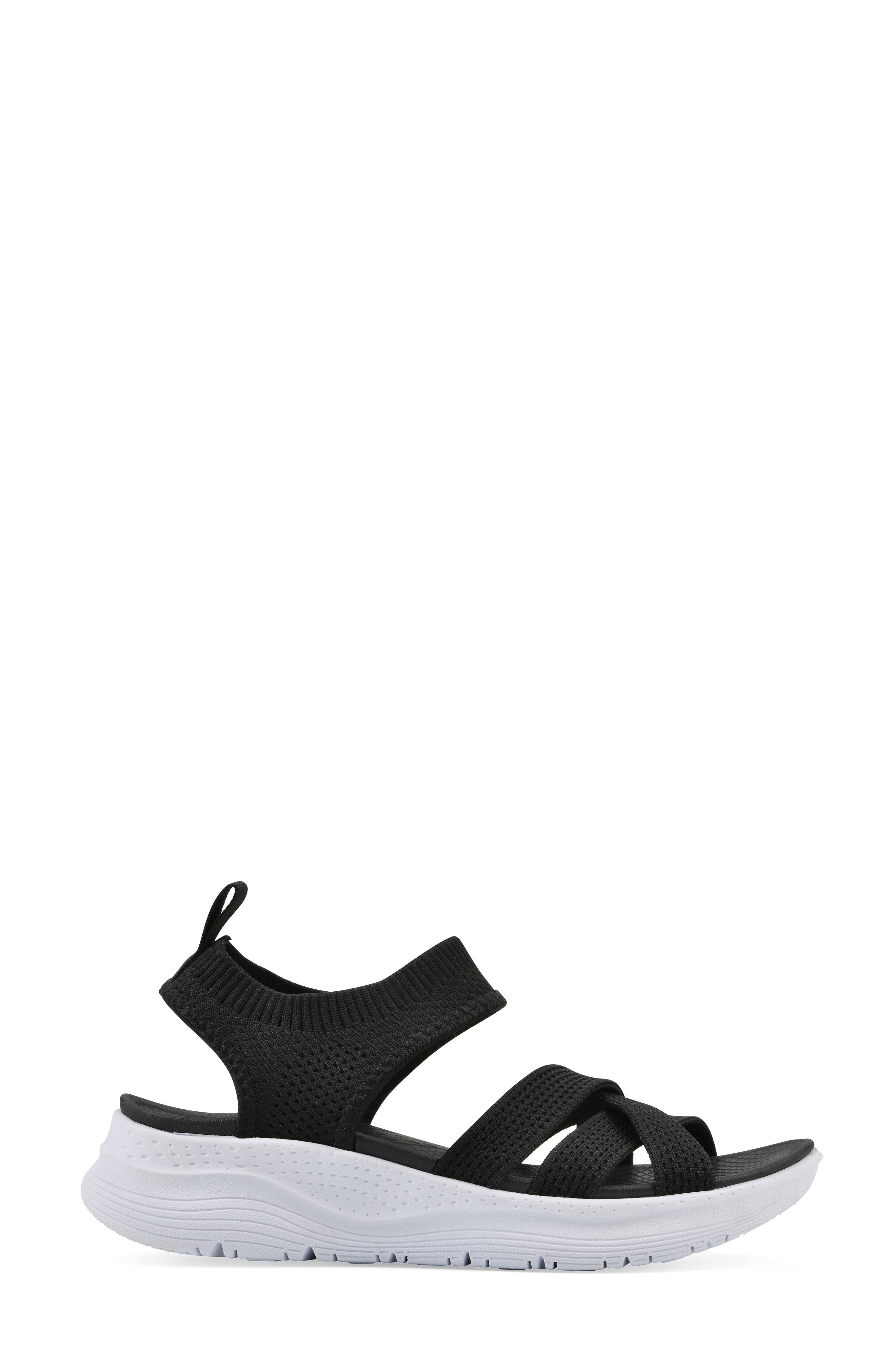 CLIFFS BY WHITE MOUNTAIN Charry Knit Sandal, Alternate, color, Black Fabric