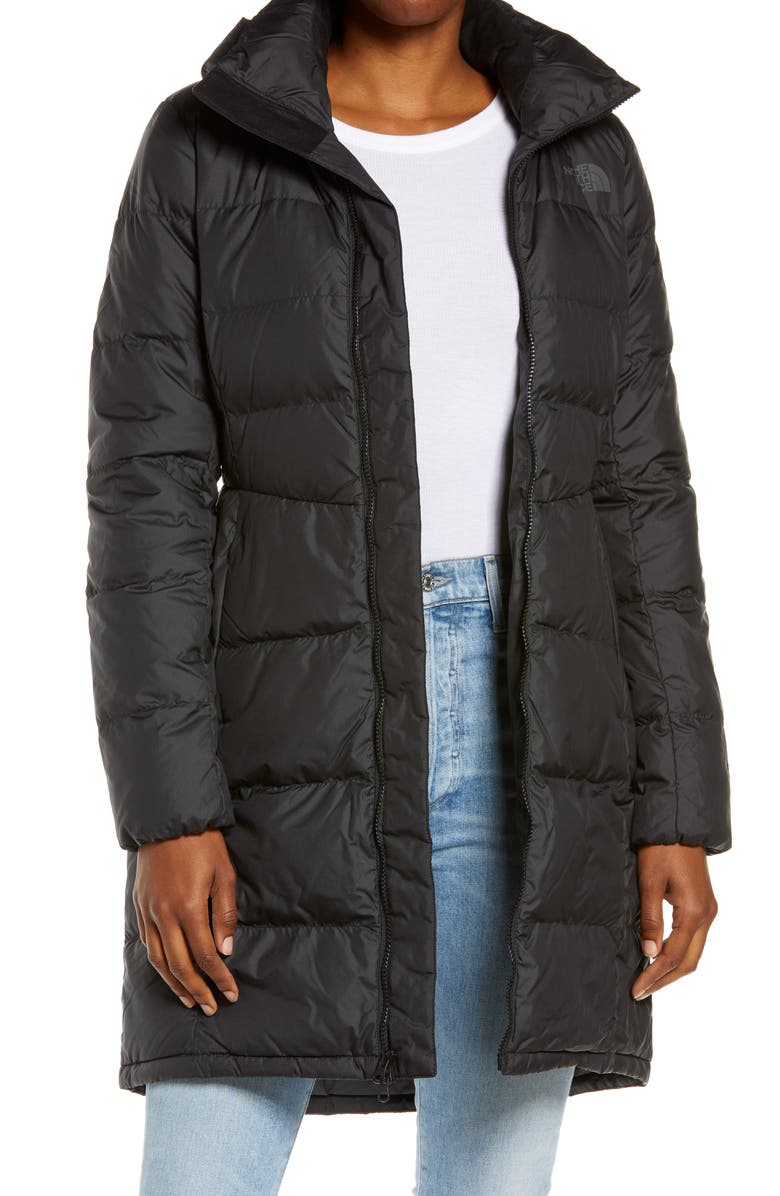The North Face Metropolis Water Repellent 550 Fill Power Down Hooded Parka, Main, color,