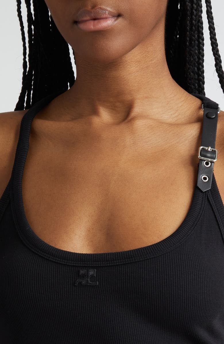 Courrèges Holistic '90s Buckle Detail Rib Tank Top, Alternate, color, 