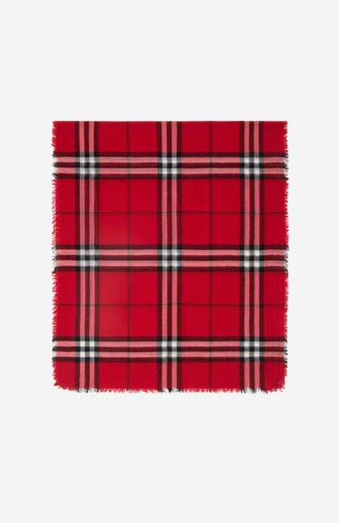 Wide Check Wool Scarf