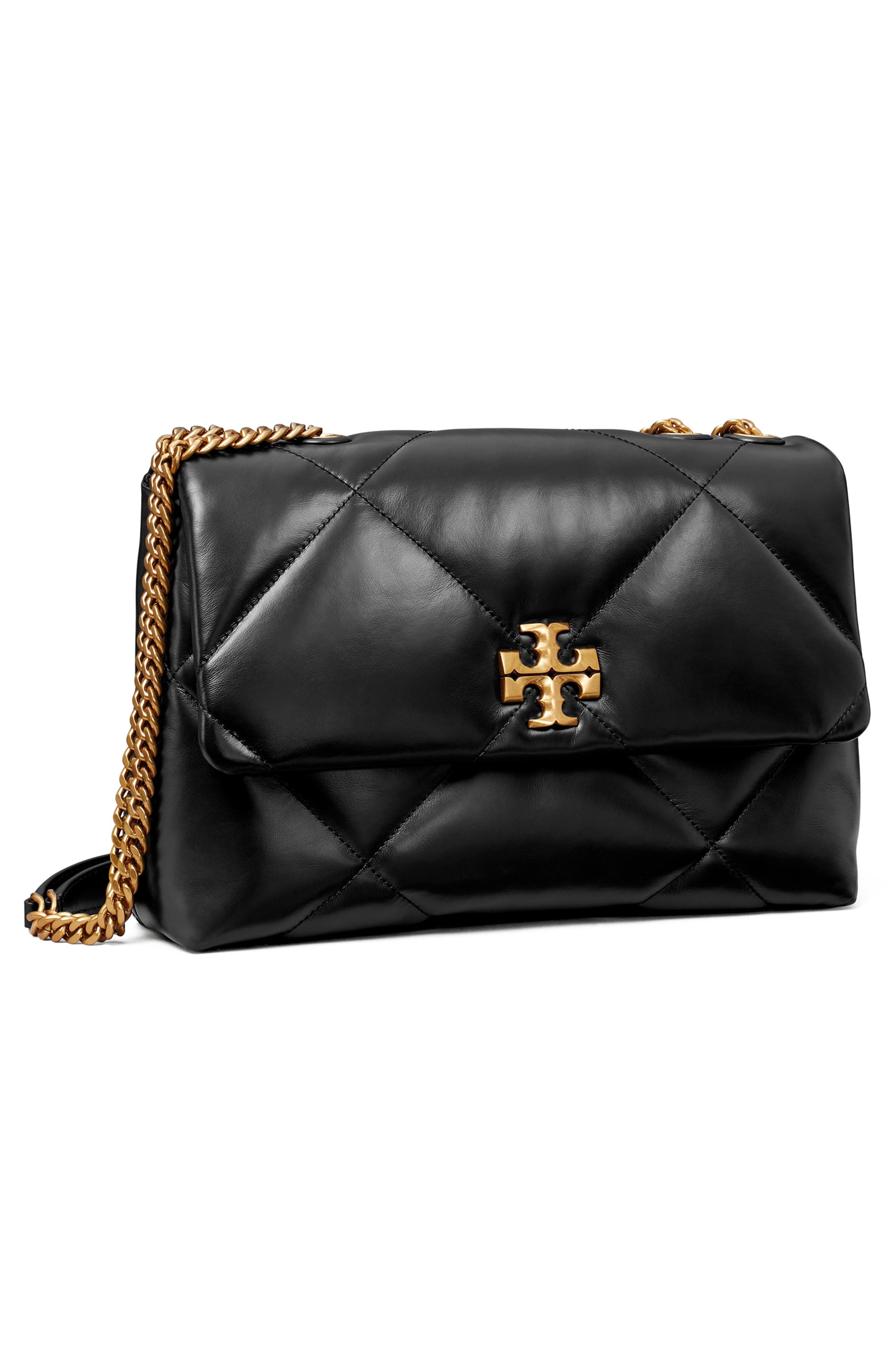 Tory Burch Kira Diamond Quilted Leather Convertible Shoulder Bag, Alternate, color, Black