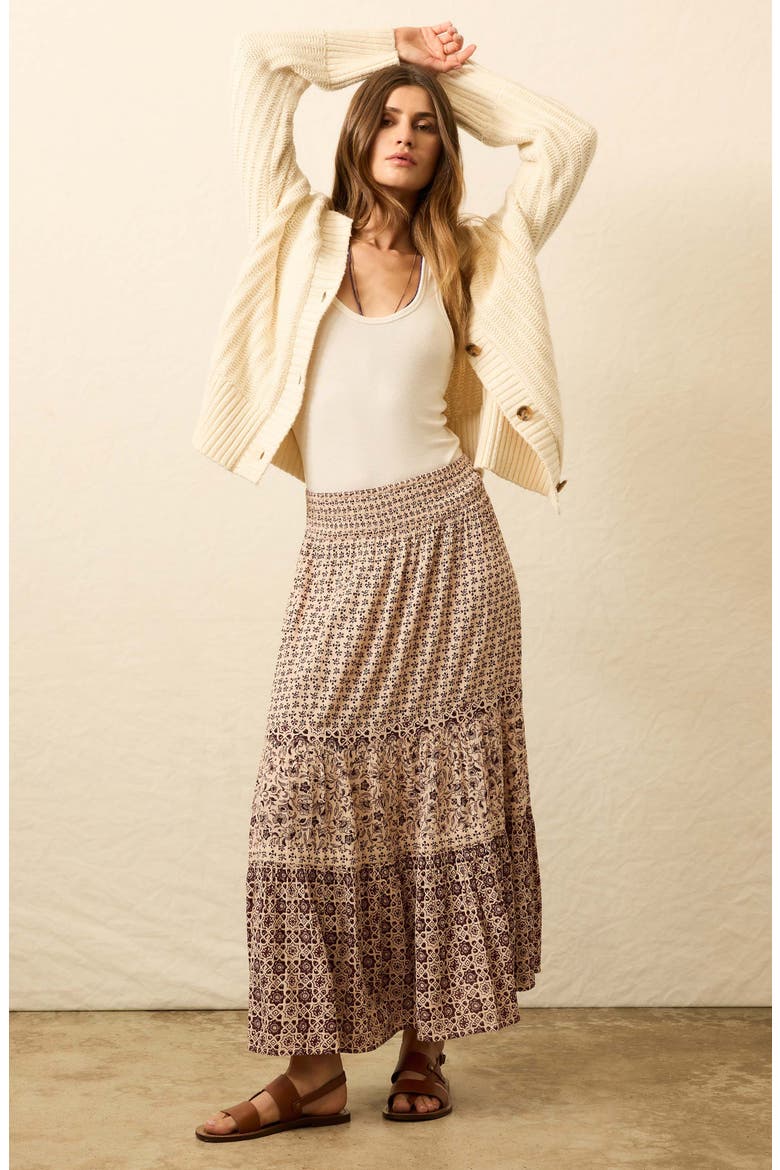 Woodstock Floral Print Tiered Maxi Skirt, Alternate, color, SUNRISE AZULEJOS MIXED PRINT
