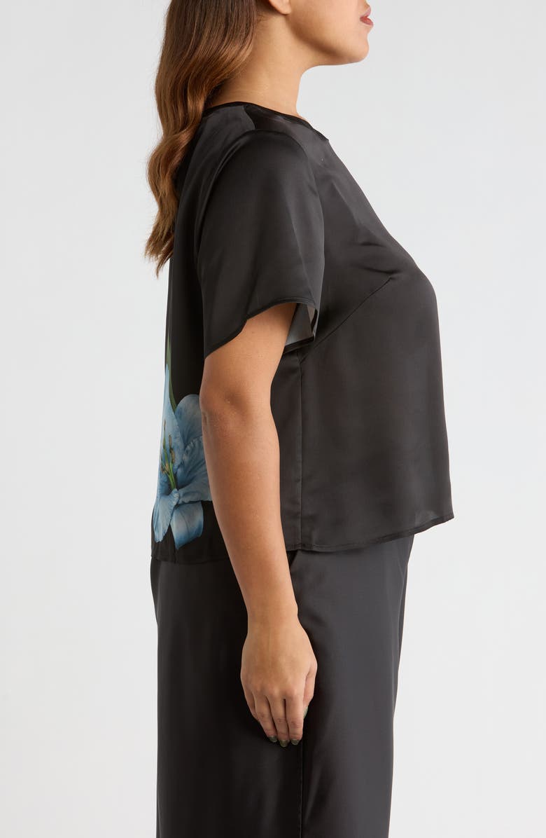 Vince Camuto Placed Floral Satin Top, Alternate, color, Sky