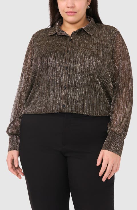 Metallic Button-Up Shirt (Plus)