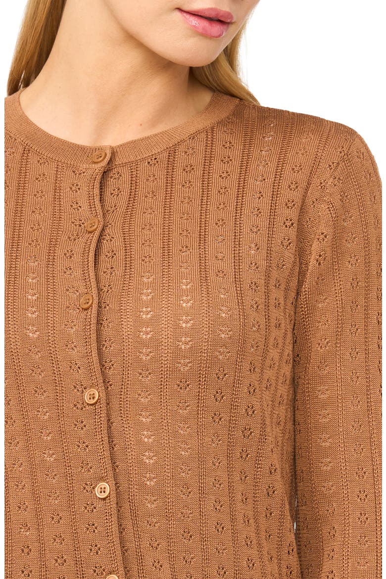 Valerie Pointelle Stitch Cardigan, Alternate, color, GINGERSNAP