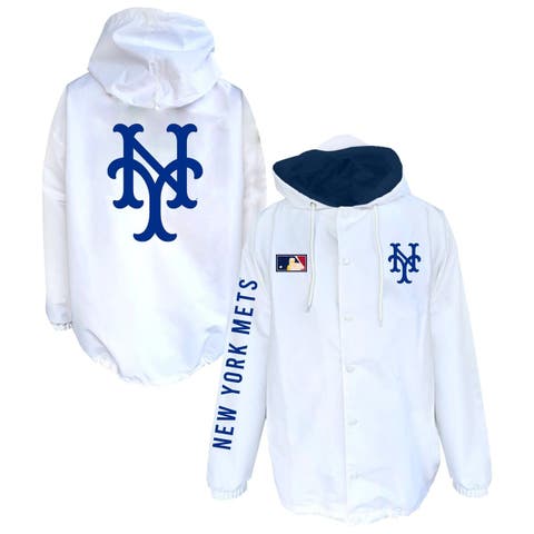 Men's Mitchell & Ness  White New York Mets Big & Tall Full-Snap Hooded Jacket