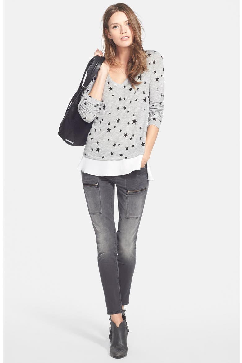 Treasure&Bond Ankle Skinny Jeans, Alternate, color, JET GREY WORN