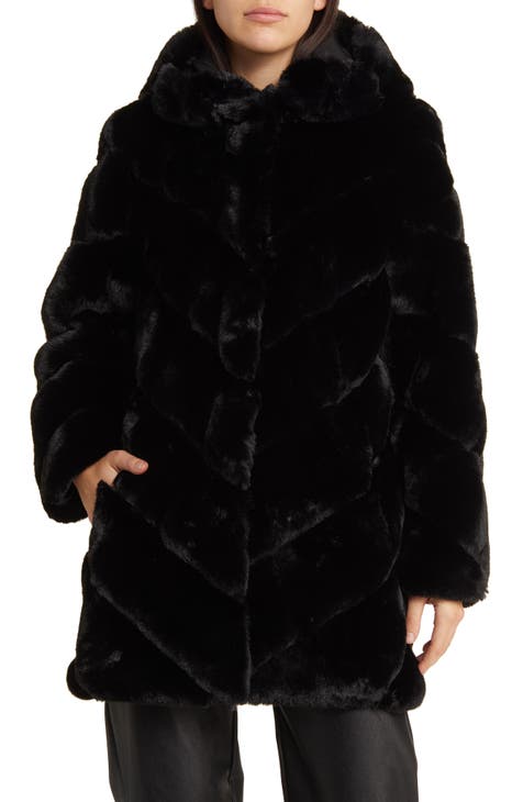 Faux fur black coat orders womens