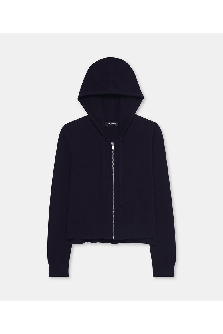 Signature Cashmere Cropped Hoodie, Alternate, color, Navy