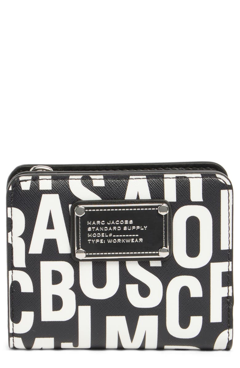 Marc Jacobs Jumbled Logo Wallet, Main, color, Black/White