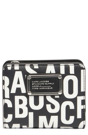 Marc Jacobs Jumbled Logo Wallet In Black/white