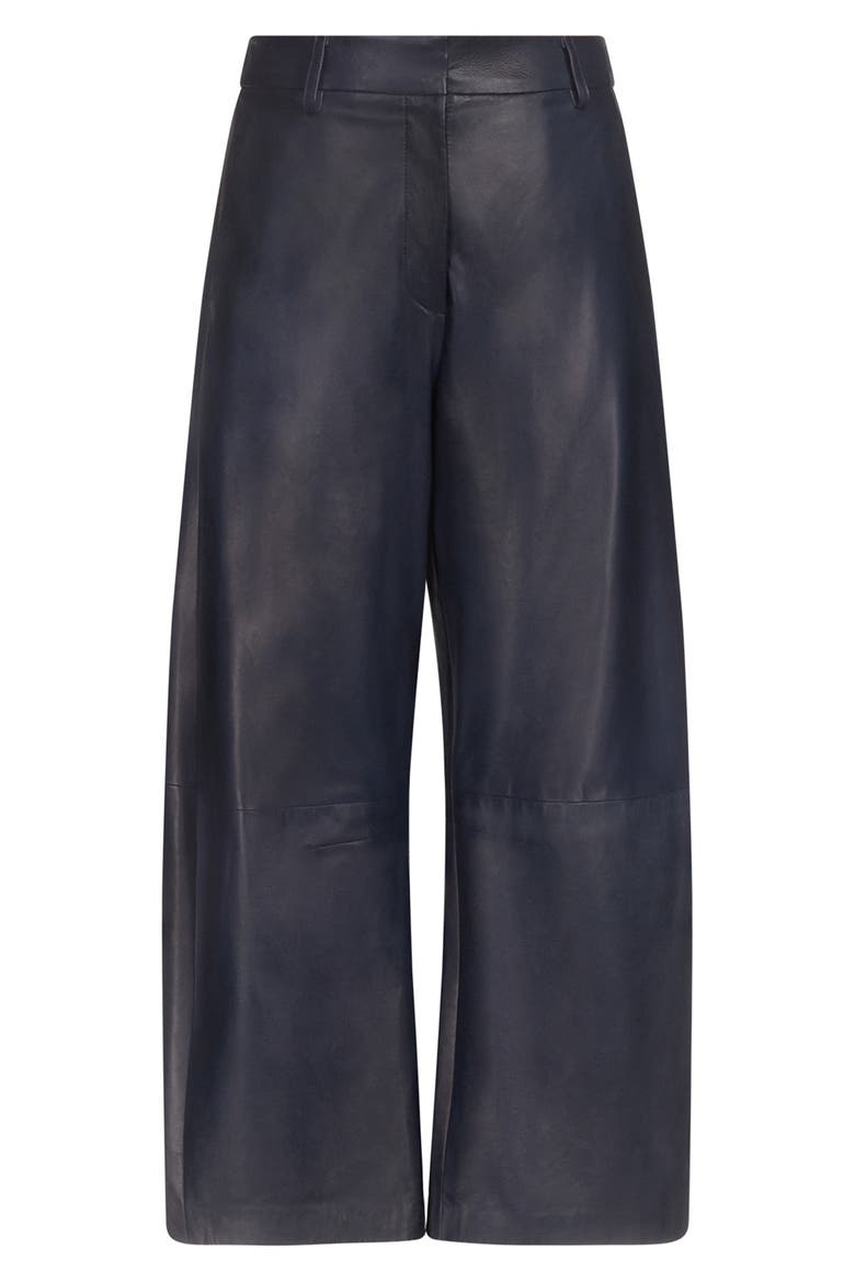 Slouchy Boyfriend Crop Leather Pants, Alternate, color, MIDNIGHT