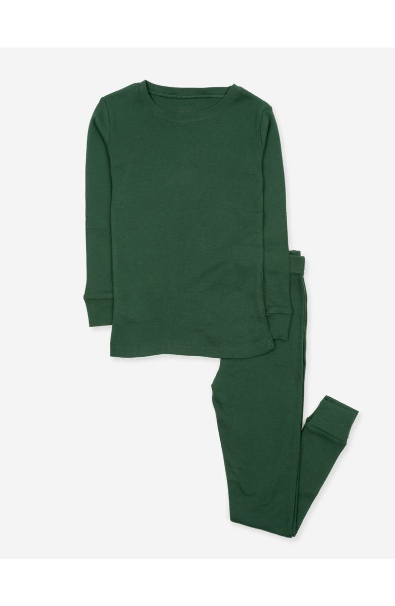 Leveret Kids Two-Piece Solid Cotton Matching Family Pajamas, Main, color, Uniform Green