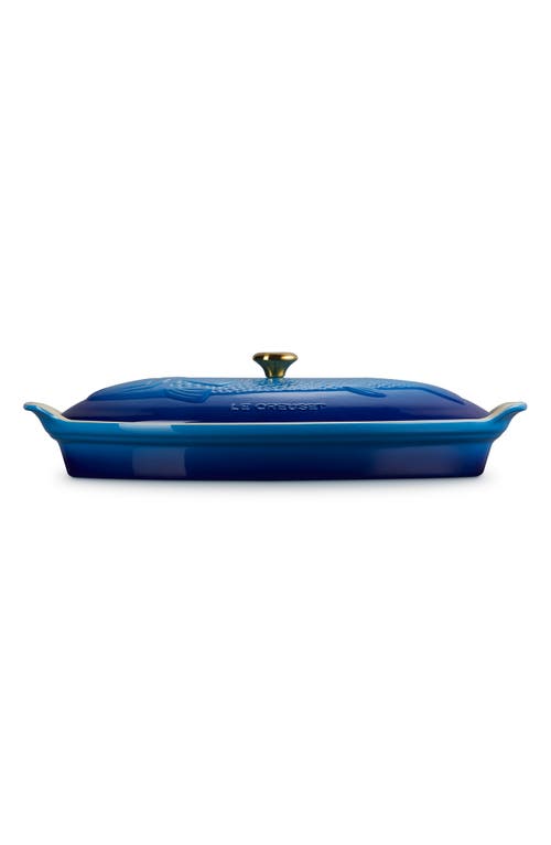 Le Creuset Heritage Covered Stoneware Fish Baker In Blue