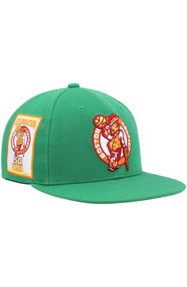 Mitchell & Ness Men's Mitchell & Ness Green Boston Celtics 50th Anniversary Like Mike Snapback Hat, Main, color, 