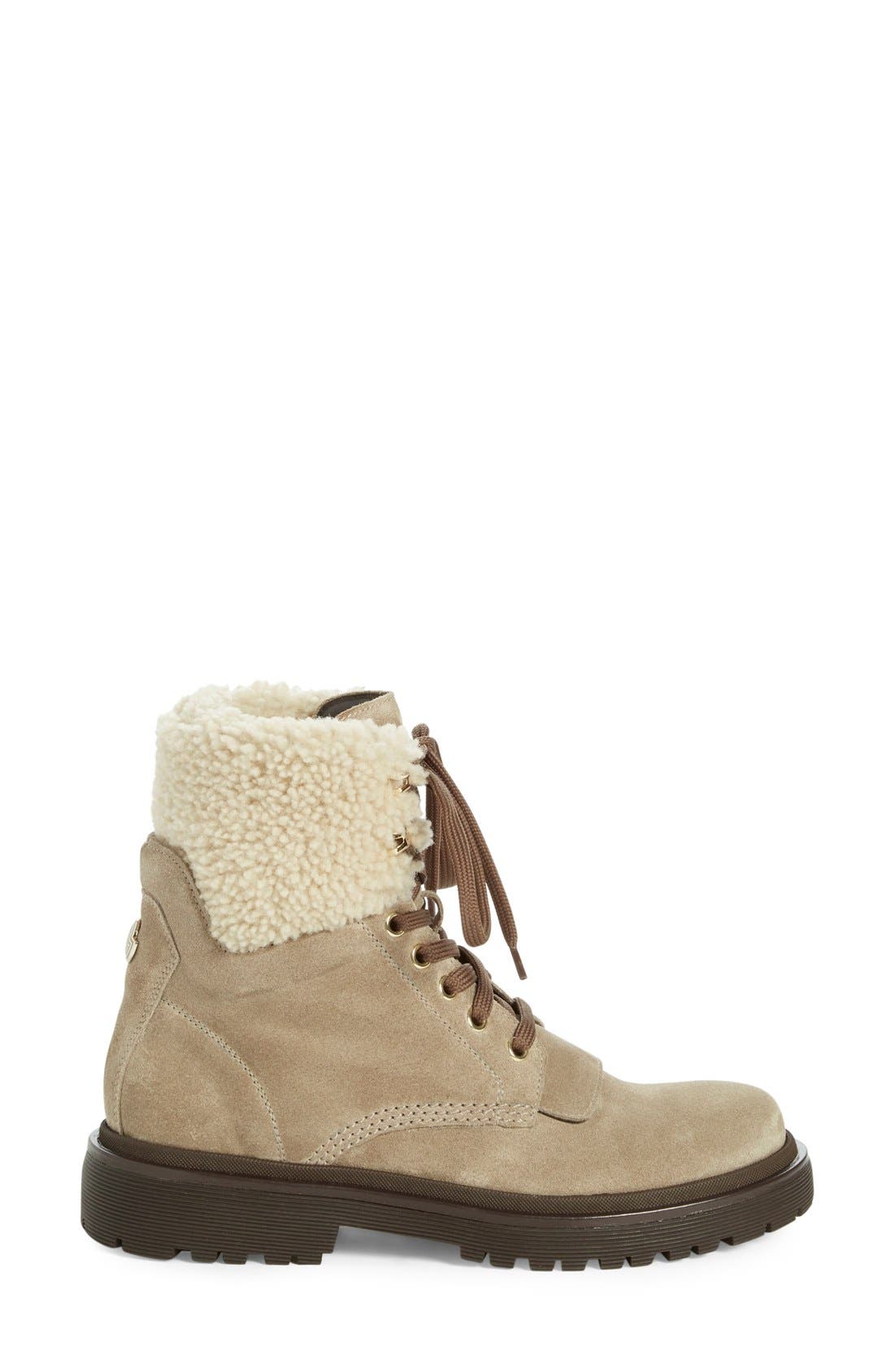 Moncler 'Patty Scarpa' Genuine Shearling Trim Ankle Boot, Alternate, color, 
