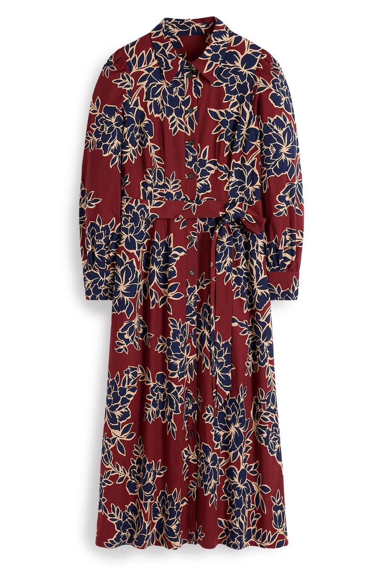 Maeve Cotton Midi Shirtdress, Alternate, color, ROASTED BROWN ENCHANTED PEONY