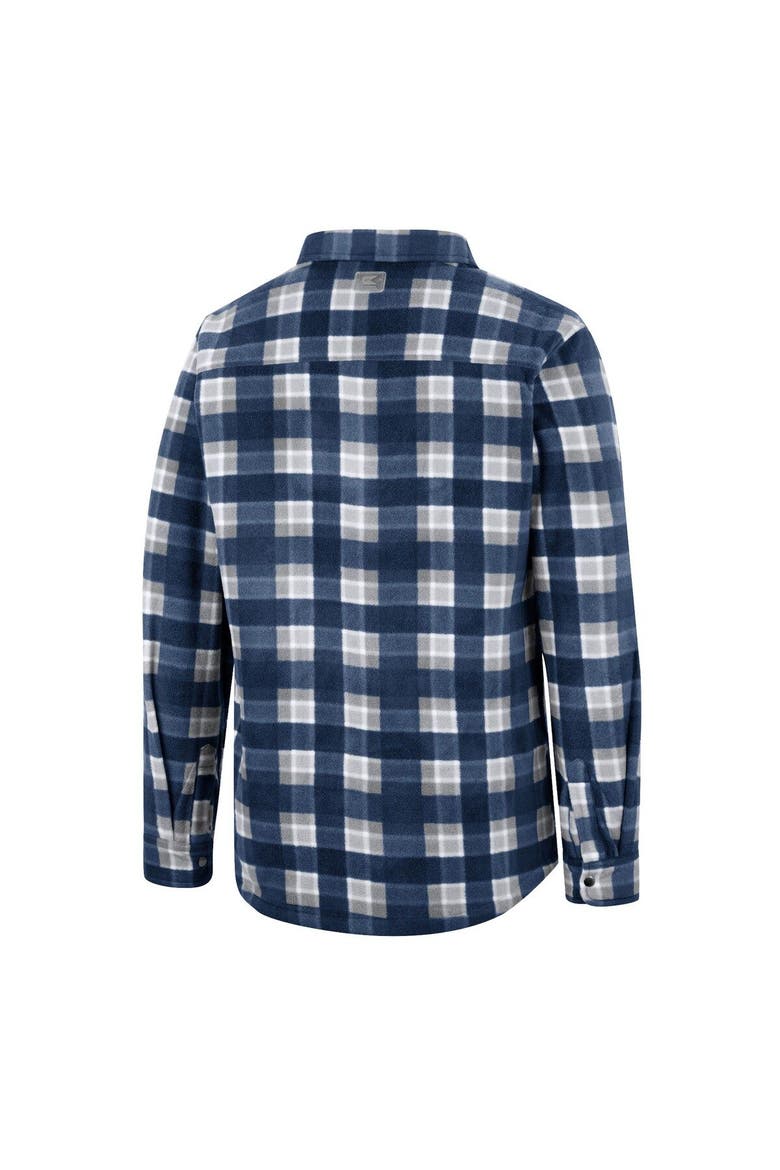 Men's Colosseum Navy/White BYU Cougars Ellis Plaid Full-Snap Shirt Jacket, Alternate, color, Navy