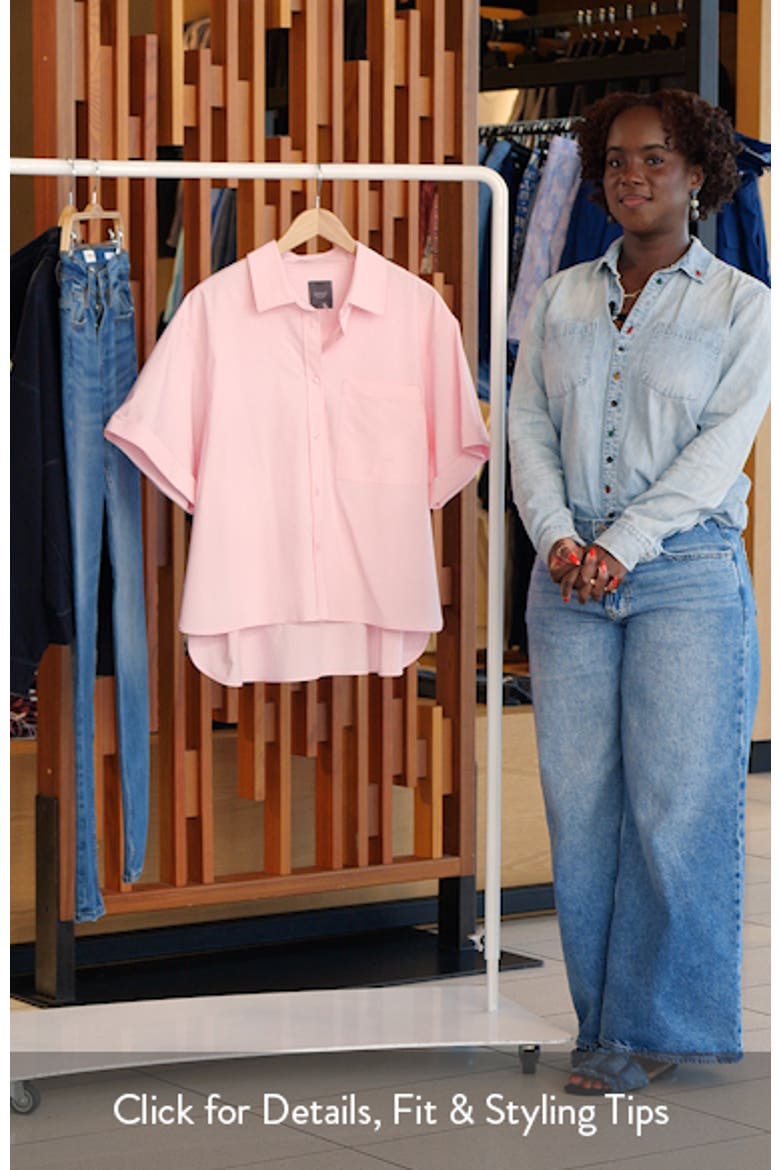 トップス Layering Short Sleeve Shirt Corinna Oversize Short Sleeve Crop Button-Up Shirt (Women) | Nordstrom