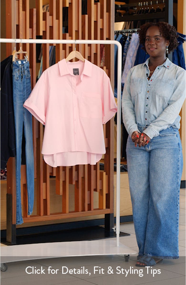 Corinna Oversize Short Sleeve Crop Button-Up Shirt, sales video thumbnail