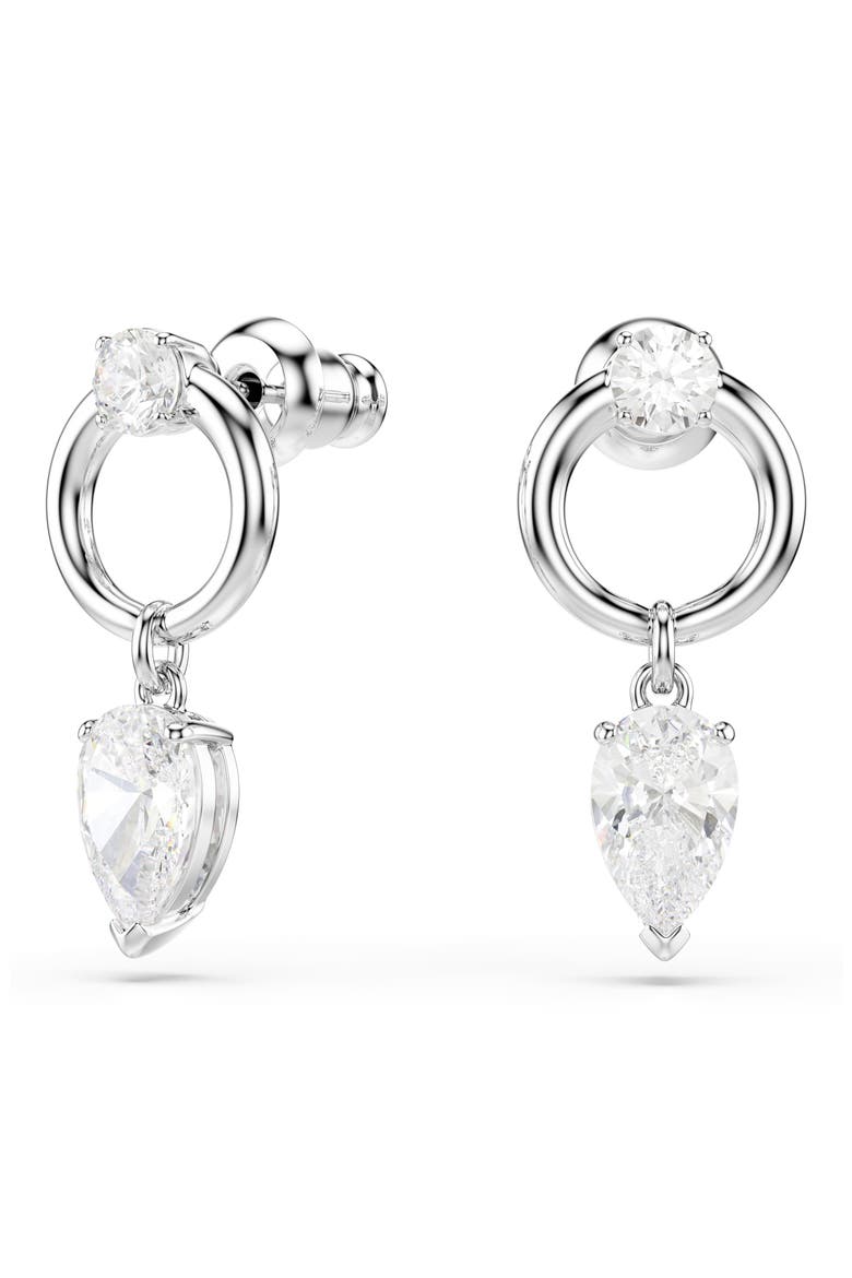 Mesmera Drop Earrings, Alternate, color, RHODIUM/ WHITE