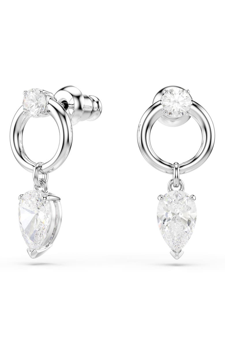 Swarovski Mesmera Drop Earrings, Alternate, color, Rhodium/ White
