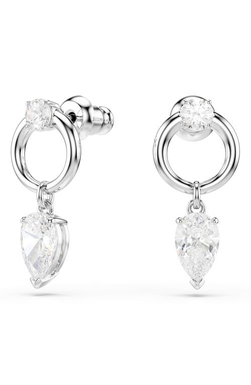 Swarovski Mesmera Rhodium Plated Drop Earrings In Metallic