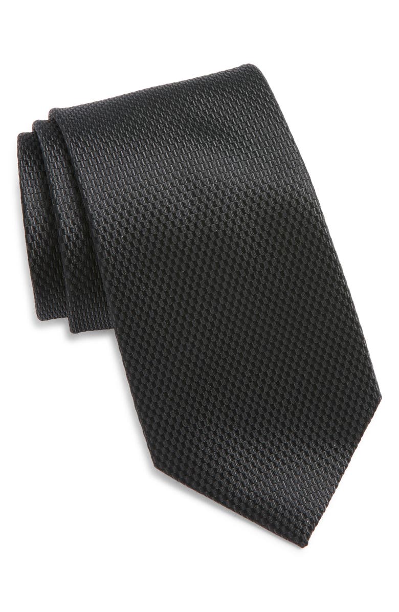 Nordstrom Solid Silk Tie, Main, color, Black